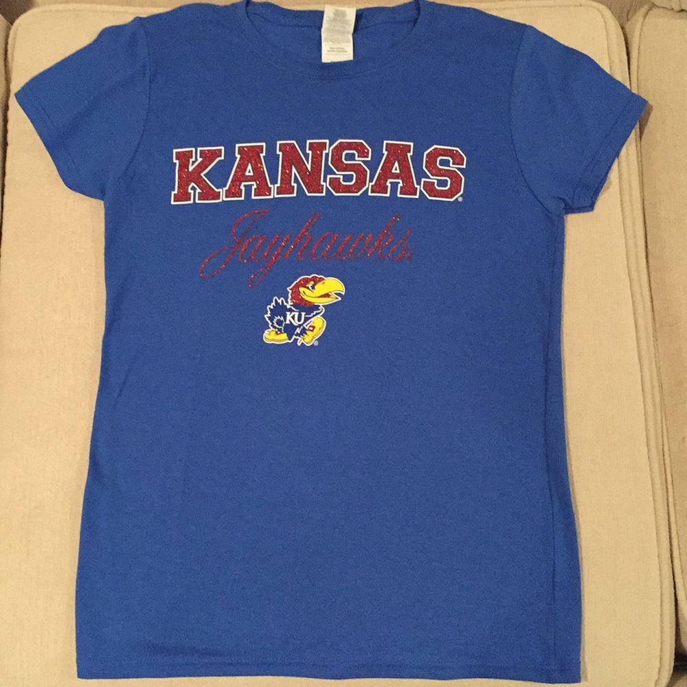 Kansas University Jayhawks T shirt with glitter